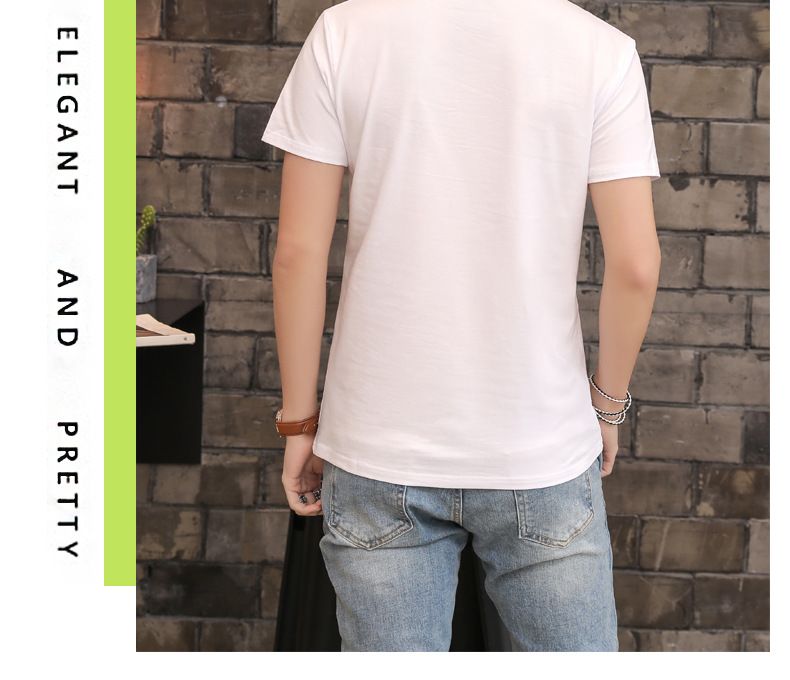 Size M -2XL 2PC men's clothes students white+black short sleeve clothing boys casual round neck slim T-shirt youth tops