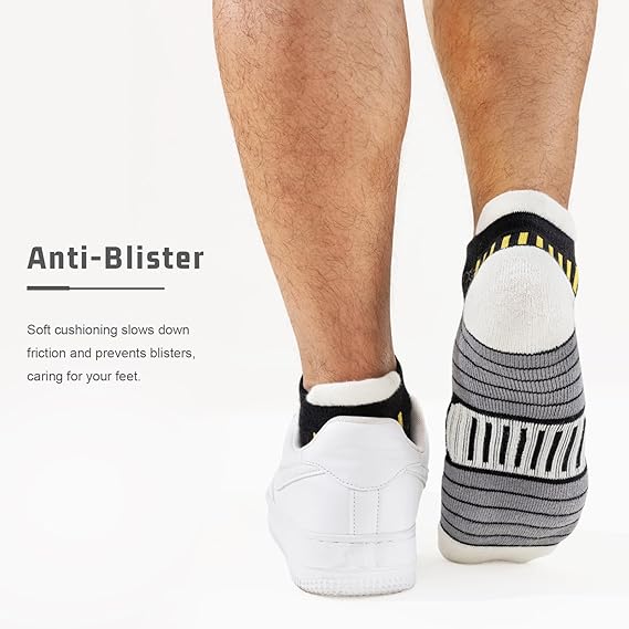 6 Pack Men's Ankle Socks, Cushion Running Athletic Socks, Breathable Sports Low Cut Socks