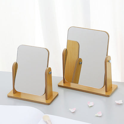 Simple wooden makeup mirror rotating desktop makeup mirror folding vanity mirror portable Large makeup Cosmetic mirror Cosmetic mirror