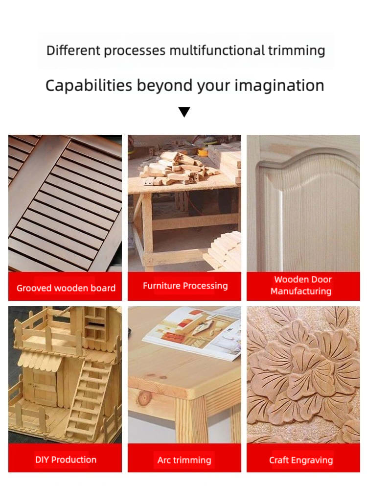 800W woodworking Electric trimmer, compact woodworking planer tools, Electric edger, Electric router, manual wood trimmer with 15 1/4 "drill bit sets, edge and roller guide rails