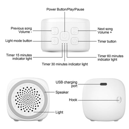 White Noise Machine with 26 Soothing Sounds, Mini Travel Sleeping Sound Machine, Timer Function