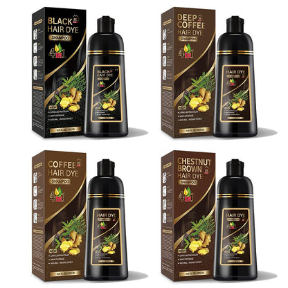 500ml Quick Organic Hair Color Shampoo - Dark Hair Dye with Plant Essence, Covers Gray (Black, Coffee, Deep Coffee)