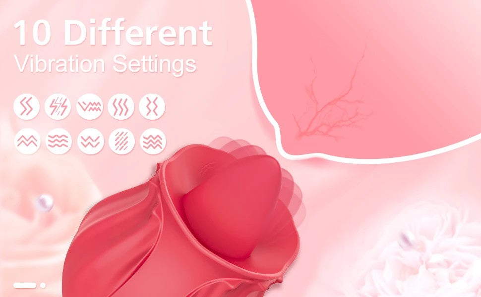 Rose Tongue Licking Vibrator Sex Toy Clitoral Sucker Clit Nipples Anal Stimulator Compact Adult Foreplay Solo Play Game Masturbation Gift for Women Ladies Couples