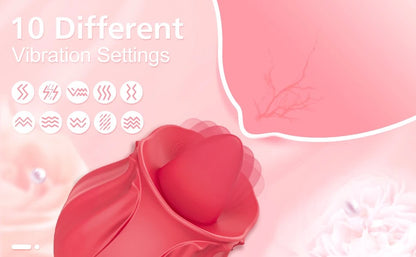 Rose Tongue Licking Vibrator Sex Toy Clitoral Sucker Clit Nipples Anal Stimulator Compact Adult Foreplay Solo Play Game Masturbation Gift for Women Ladies Couples