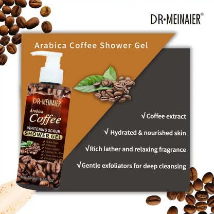 DR MEINAIER Arabica Coffee Shower Gel Whitening Cleansing Exfoliating Scrub Gel - 500ml