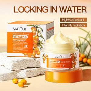 SADOER Sea Buckthorn + Fruit Acid Vitamin C Cream, Anti Oxidant Vitamin C Face Cream, Hydrating Facial Cream , for Intensive Moisturising, Lock in Water, Stabilize Skin Barrier , Rejuvenating, Smooth
