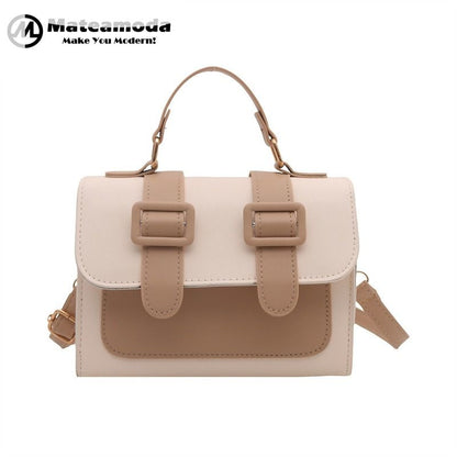 Mateamoda Chic Dual Buckle Medium Satchel Bag with Adjustable Strap Crossbody Bag