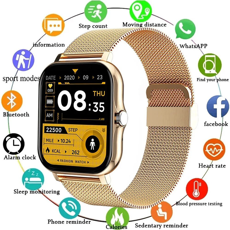 Smart Watch Fitness Bluetooth Call Connected Steel Watches Waterproof Man/Women Smartwatch Full Touch Screen Digital Sport Watch Heart Rate Fitness Tracker For Android IOS