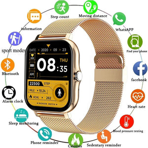Smart Watch Fitness Bluetooth Call Connected Steel Watches Waterproof Man/Women Smartwatch Full Touch Screen Digital Sport Watch Heart Rate Fitness Tracker For Android IOS