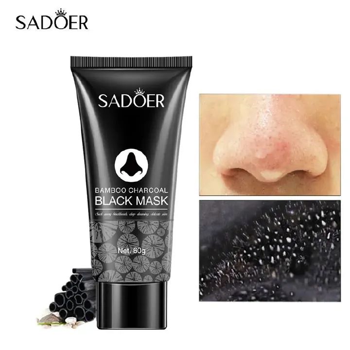 SADOER Peel Off Mask Black Mask Deep Cleansing Bamboo Charcoal Blackhead Remover Shrink Pores Mask, Blackhead removing, pore shrinking, Vitamin C , nasal mask for deep cleaning, tear off, facial mask