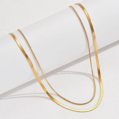 2 PCS/Set Titanium Steel Double Layered Necklace Fashionable Non-Fading High Quality Necklace Women's Personalised Collarbone NecklaceMulti-Layer Necklace Set