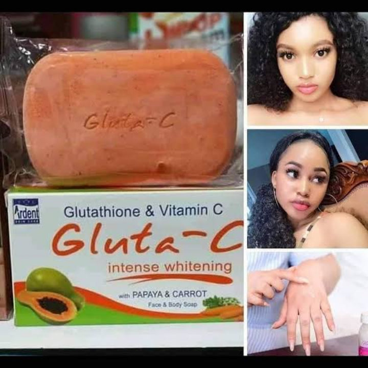 Gluta C Gluta-C Intense Whitening Soap Glutathione & Vitamin C With Papaya & Carrot Face & Body Brightening Dark Spots Exfoliating