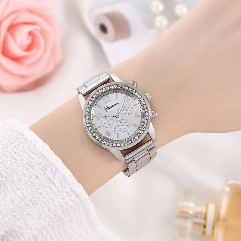 5pcs/set Women's Casual Quartz Watch Jewelry Women's Diamond Watch Ring Necklace Earrings Bracelet Set Wristwatch Female Casual Ladies Quartz Watches
