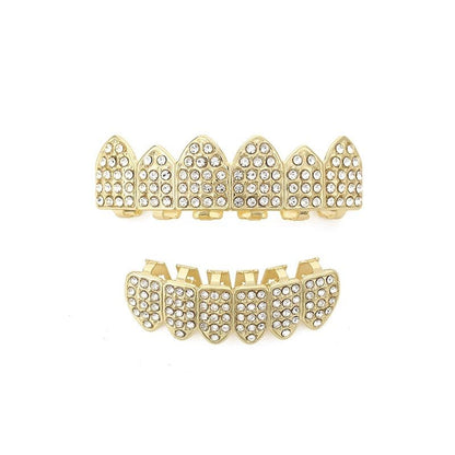 Teeth grillz mouth man/woman iced tooth cap top&bottom teeth grillz sets for men/women hip hop rapper body jewelry fashion accessories party jewelry