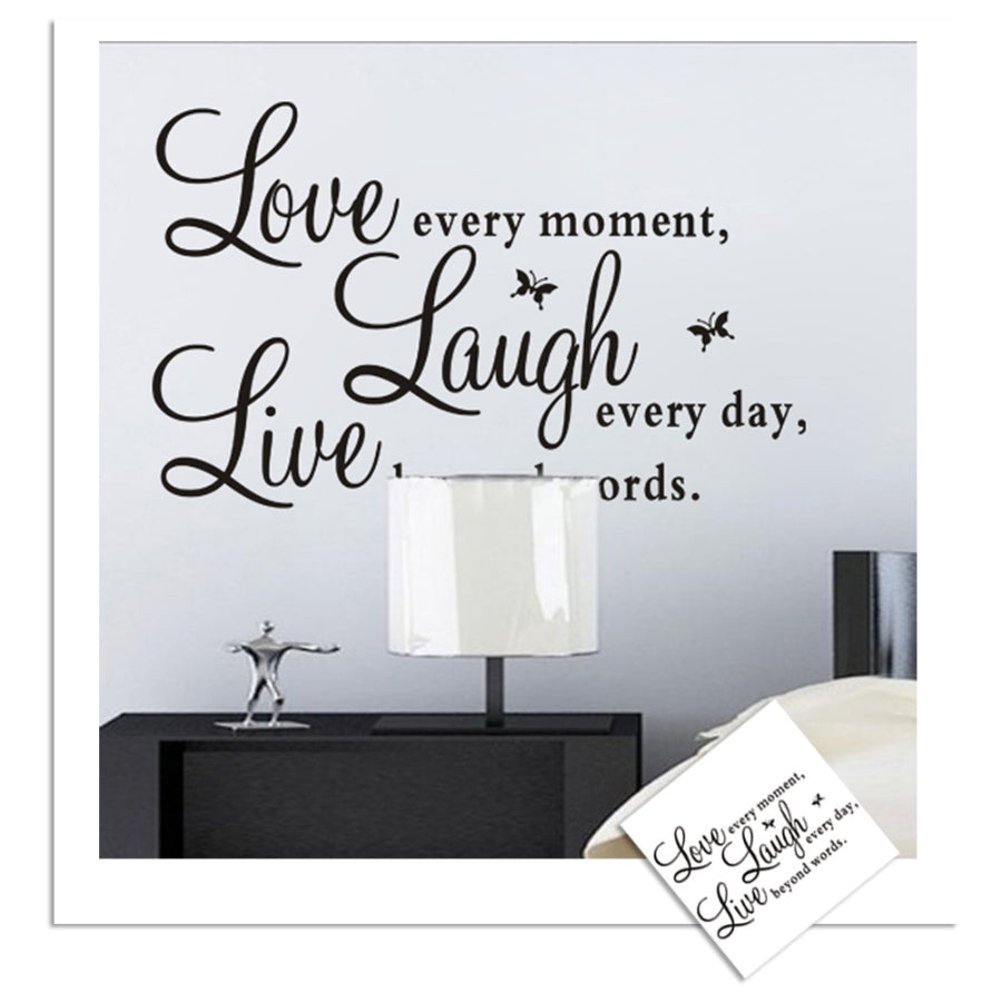 new live every moment laugh every day love beyond words wall stickers home decoration living bedroom diy decals mural arts