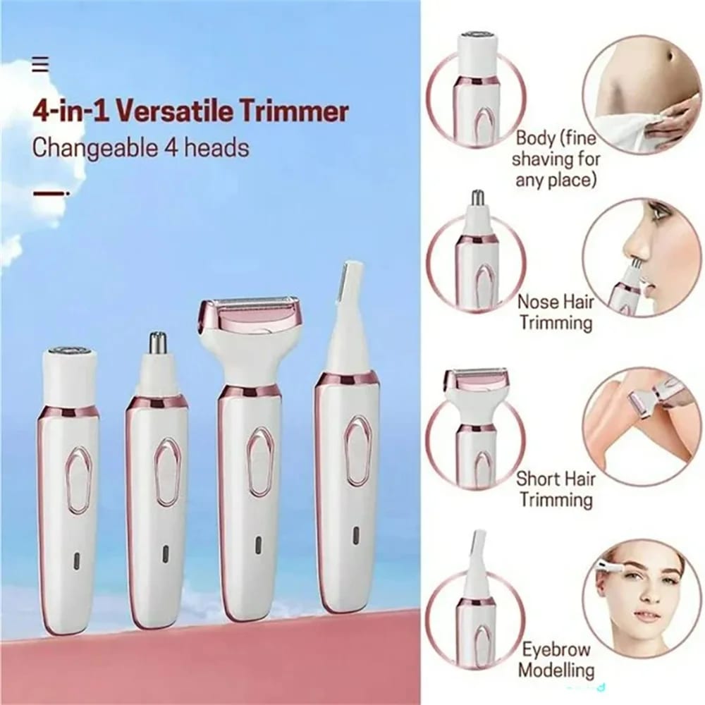 4 in 1 Electric Razor for Women Full Body Hair Trimmer Arm Armpit Private Hair Removal Instrume Lady Shaver Body Hair Removal Epilator Painless Cordless Trimmer Razor Gifts For Women