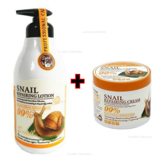 Snail Repairing Lotion + Cream - 550 ML & 115G - Fruit of the Wokali - Skin Regeneration Elasticity Improve Dullness. dark Spots Professional Care