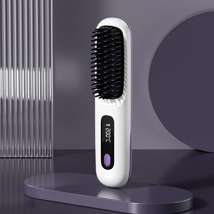 Hot Comb New wireless straight hair comb, rechargeable ceramic electronic comb MINI straightener, portable and non damaging hair comb