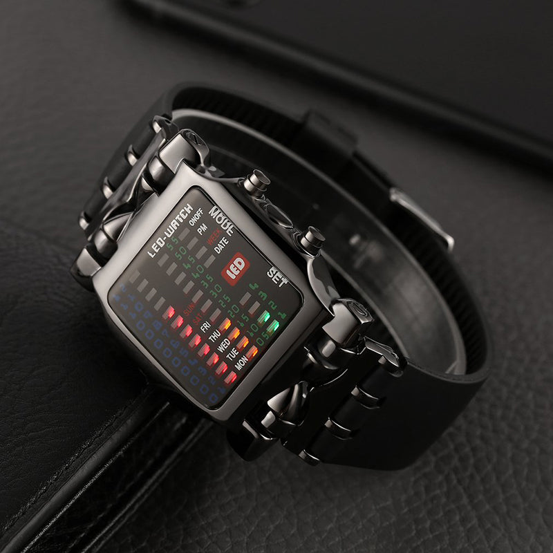 New Watches Multifunctional Popular Square Dial Unisex Binary LED Digital Watches Rubber Band Casual Sport Outdoor Wrist Watch Luminous Smartwatch For Men Women Smart Bracelet Gifts
