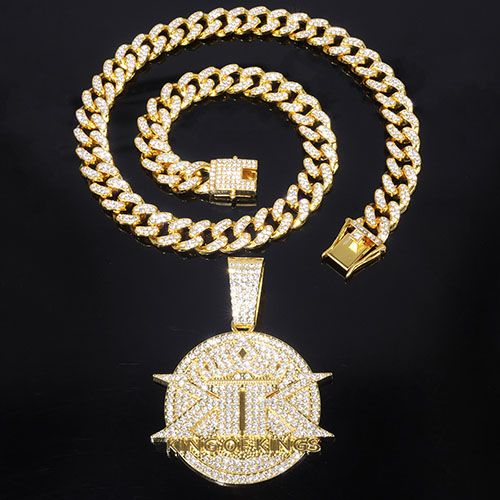 iced men pendant necklace for man hip hop iced pendant necklace with cuban chain for men/women hip hop fashion jewelry accessory gift for him/her party show costume jewelry