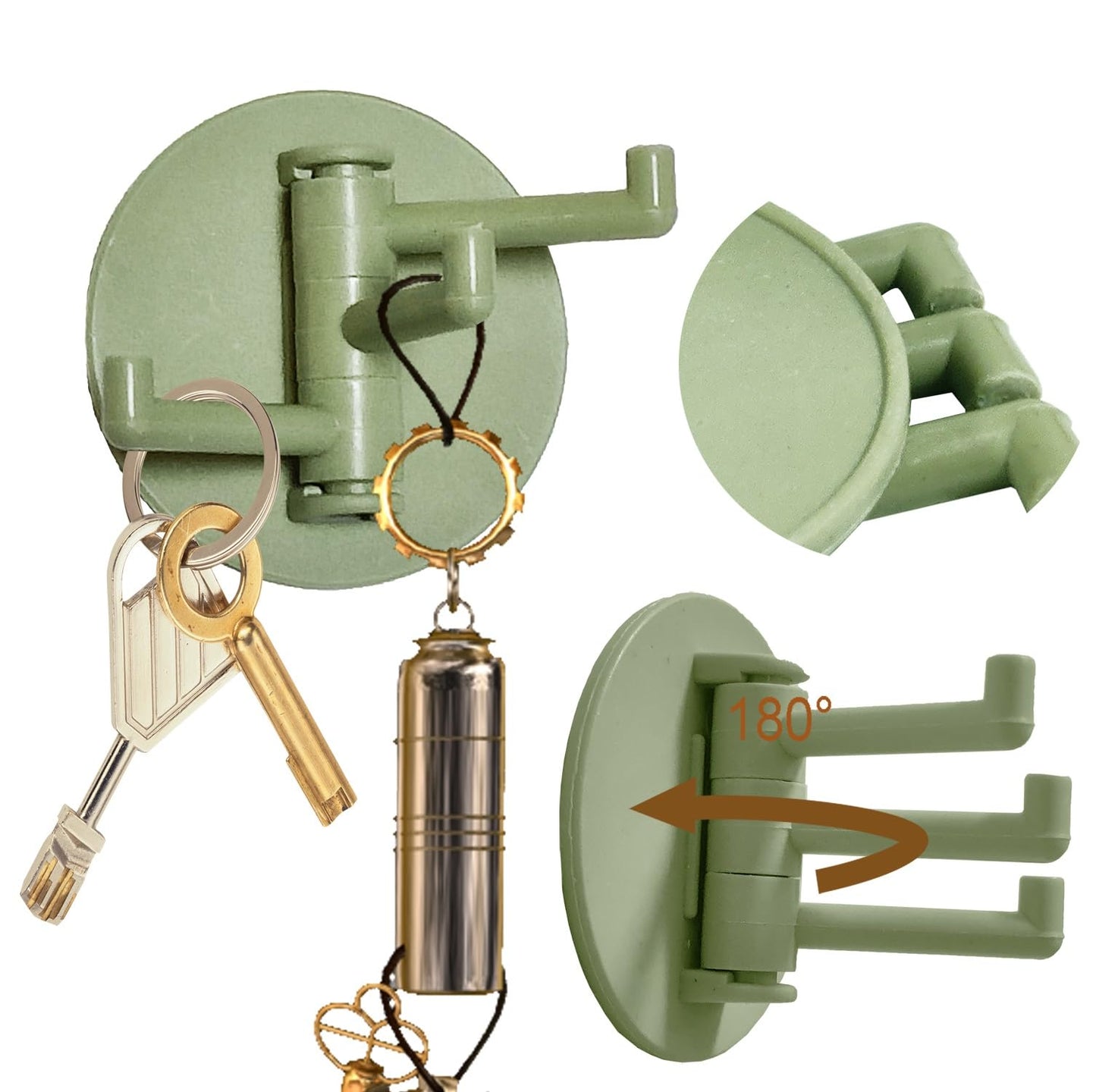 UPHUI 6PCS Adhesive Hook Storage Rack Kitchen Adhesive Hook 180 ° Flexible Rotation Bathroom Adhesive Hook Wall Hook Suitable For Hanging Tableware Towels Jackets In The Kitchen Bathroom Bedroom