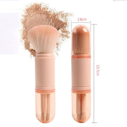 Four in one combination set Multi functional retractable powder brush, portable makeup brush, travel powder blusher brush, four in one makeup brush, beauty tool