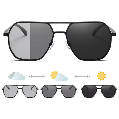 Luxury Metal Photochromic Glasses Unisex Fashion Polarized Sunglasses Stylish Chameleon Anti-glare Driving Shades Eyewear Frames
