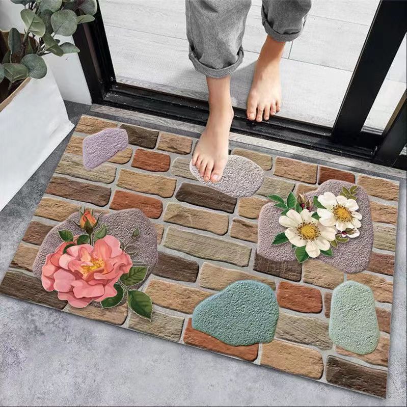 2 Pieces Kitchen Rug Set Non Slip Kitchen Mat Rubber Backing Mat Throw Rug for Kitchen Doormat Runner Rug Set Floor Carpet Household Carpet Home Decor