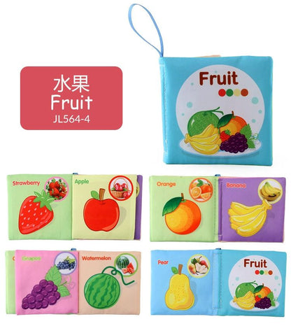Baby Cloth Books Enlightenment Early Educational Toys Kids Fruits Animal Numbers Food Cognitive Book for Toddlers 0-36 Month