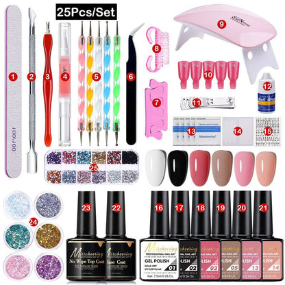 25pcs Nail Gel Lamp Manicure kits LED Nail Dryer Nail Manicure Tool UV Portable UV Led Nail Dryer Lamp Nail Kits