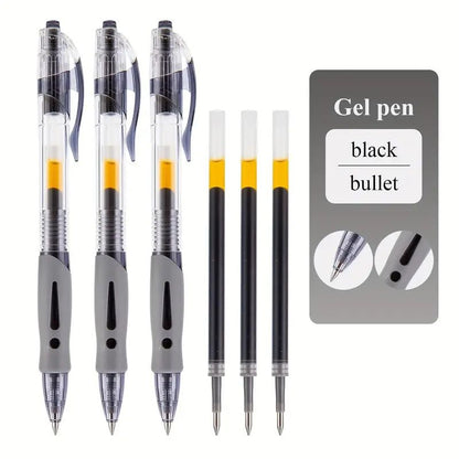 12Pcs/Box Retractable Gel Ink Roller Ball Pens, Bold Point Black Exam Specific For School, Office And Home Use，0.5mm Black Neutral Gel Pens,
