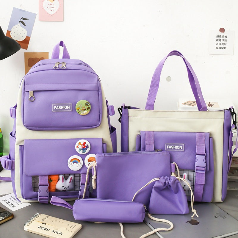 【with toys】5Pcs/set Backpacks & Bookbags School bags Women's Bags Handbags Shoulder bag Messenger bag Pencil bag Coin Pocket