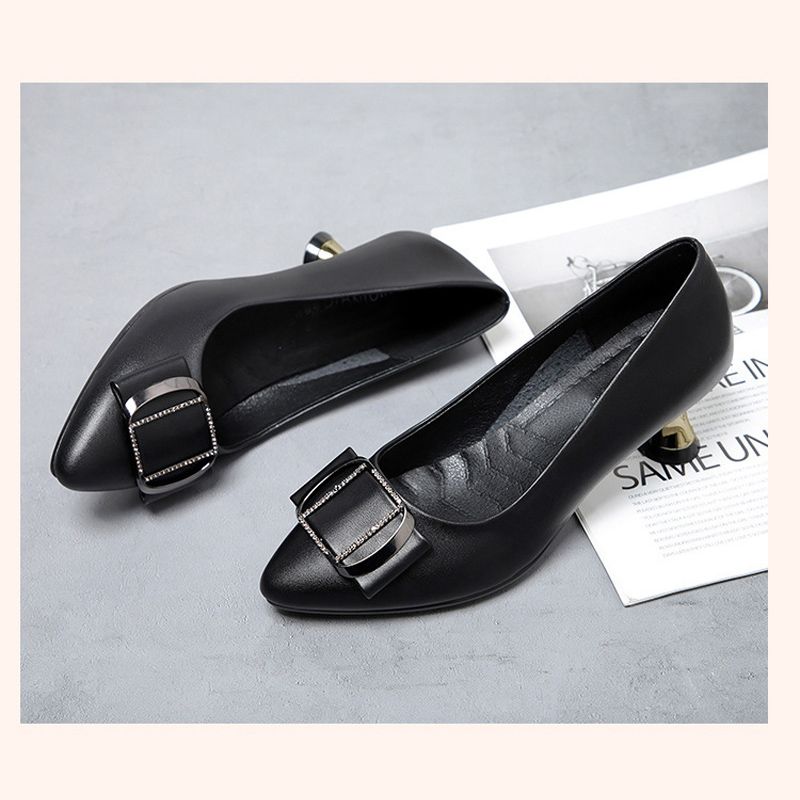 New arrivals women's fashion high heels Ladies PU artificial leather shoes business stiletto heels shoes Girls office work shoes Soft soled non-slip black shoes