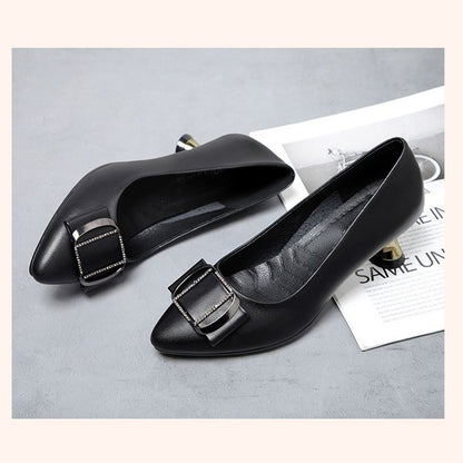 New arrivals women's fashion high heels Ladies PU artificial leather shoes business stiletto heels shoes Girls office work shoes Soft soled non-slip black shoes