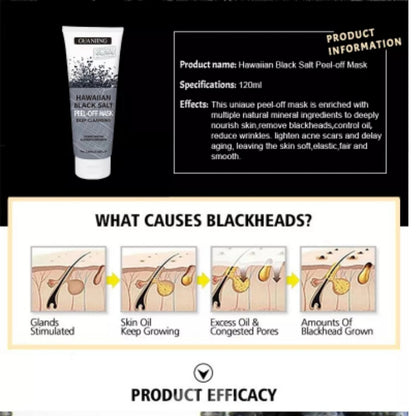 Hawaiian Black Salt Peel-Off Mask Face Deep Cleansing Exfoliating Peel off Facial Care
