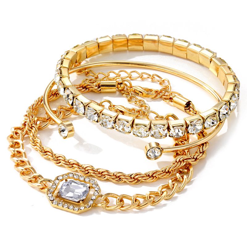 5-pcs bracelet + pendant necklace luxury diamond women's bracelet fashion women's bracelet jewelry set girls crystal bracelet female accessories women's jewelry
