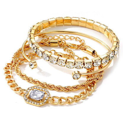 5-pcs bracelet + pendant necklace luxury diamond women's bracelet fashion women's bracelet jewelry set girls crystal bracelet female accessories women's jewelry