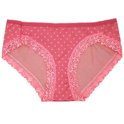 4pcs Women's Bikini Underwear Panties Lace Trim Classic Low Rise Lady Soft Breathable Briefs Hipster Pantie