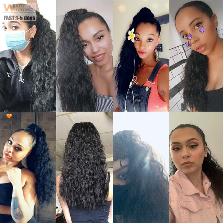 Premium 24inch Ponytail Hair Extension Corn Curly Wave Long Curly Wigs for Black Women Curly Hair Ladies Wig Hairs Girls First Hair