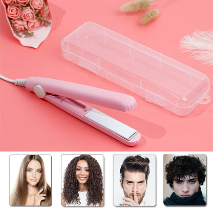 ZHJH Hair Straightener Mini Curling Iron Multi-purpose Can Be Carried Anytime Touch Up Cartoon Cat Portable Electric Splint Flat Iron Ceramic Hair Straightener American Style 220V