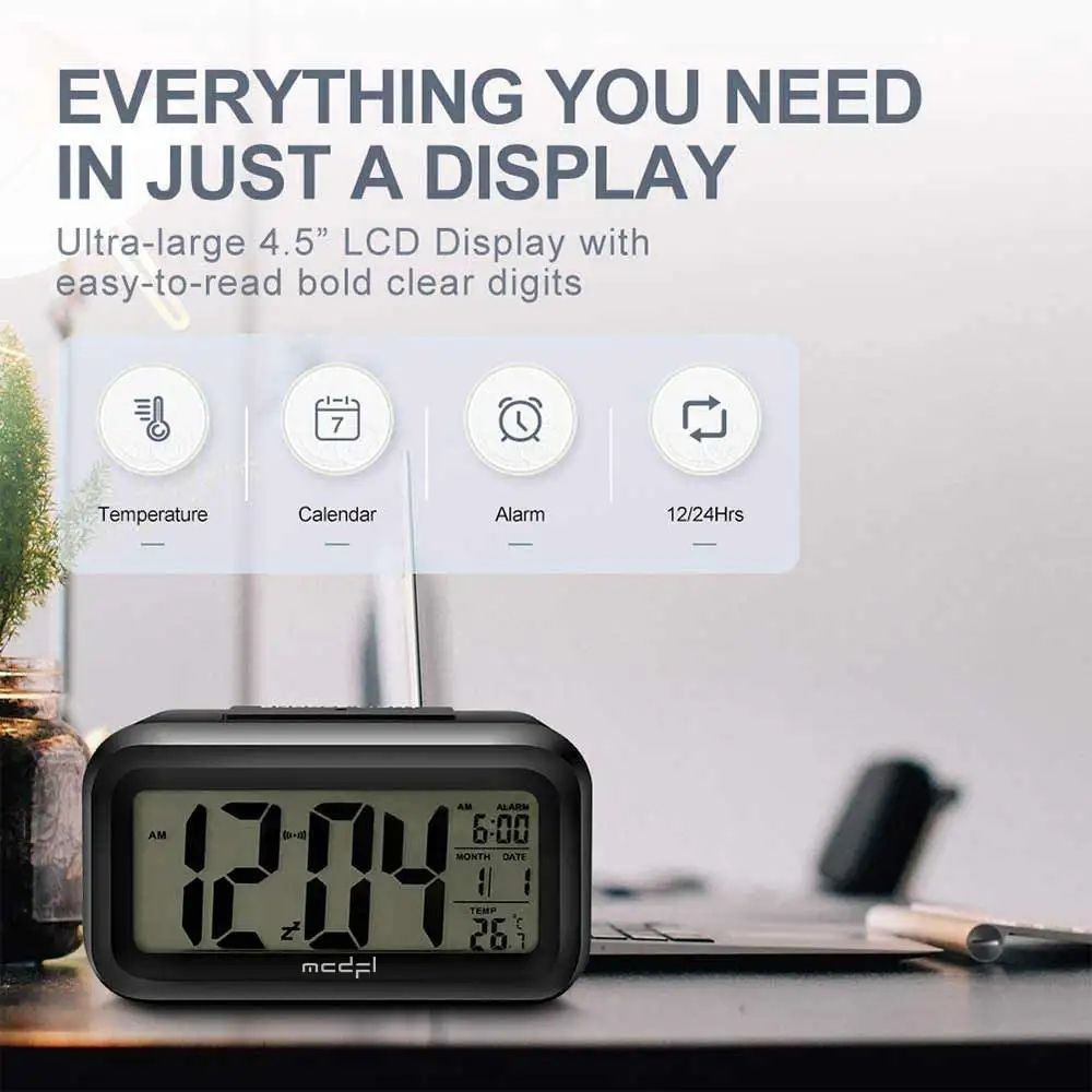 Digital Smart Alarm Clock Table Electronic Watches Desk Decoration and Accessory Calendars for Home Child Bedside Comfort