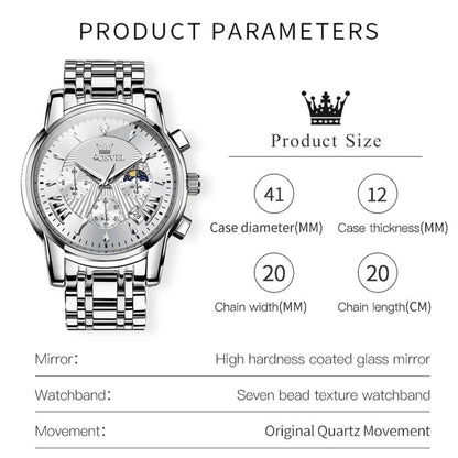 Fashion Men Stainless Steel Watch Luxury Calendar Quartz Wrist Watch Mens Business Watches for Man Clock