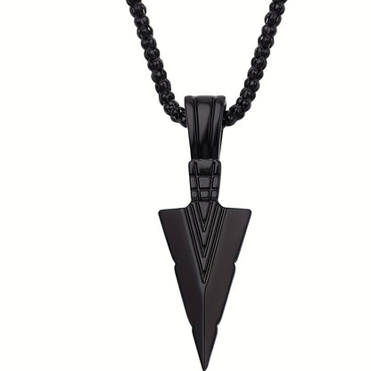 Hot Sale Men'S Hip Hop Necklace Triangle Spearhead Pendant Vintage Arrow Pendant Stainless Steel Sweater Necklace