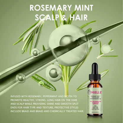 Hair Growth Essential Oil Rosemary Mint Hair Strengthening Oil Nourishing Treatment for Split Ends and Dry Mielle Organics Hair