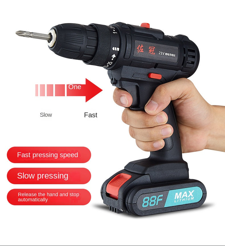 Electric Cordless Drill, 21V Impact Drill Driver Set 28pcs Accessories for Drilling Wood, Metal, Ceramics, Plastic EU plug