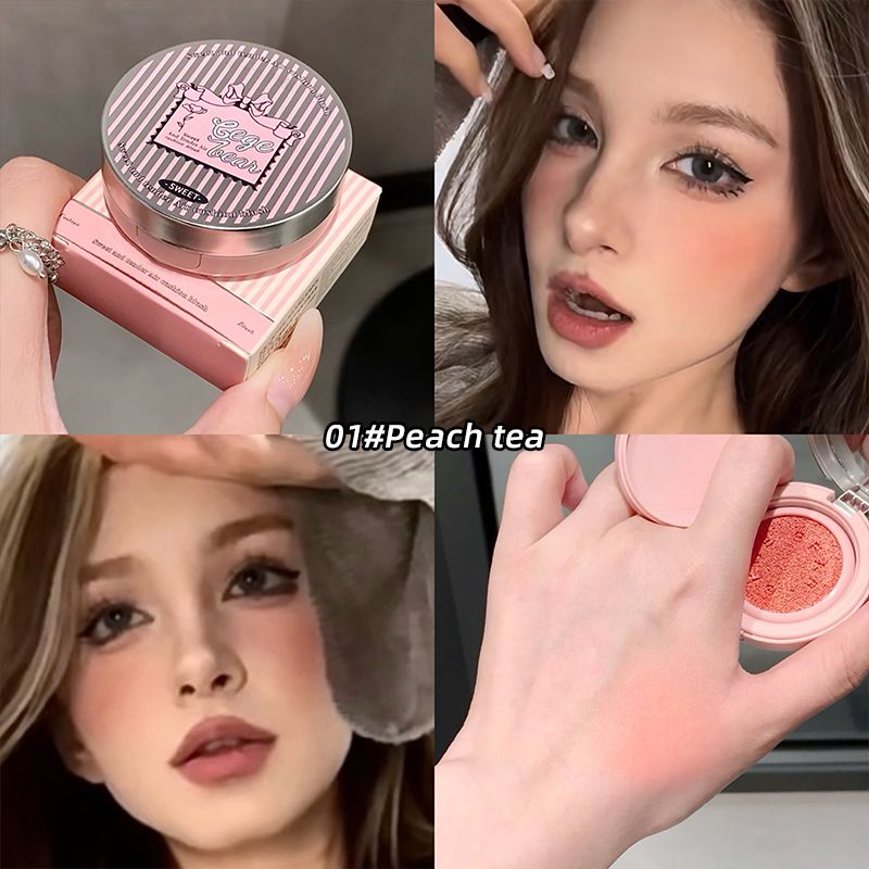 Sweet color transparent and tender air cushion powder blusher cream matte natural brightening beauty repair girl vitality sense monochrome rouge