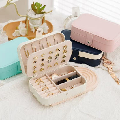 New Portable Jewelry Box Travel Organizer Jewelry Case PU Leather Storage Box Earrings Necklace Ring Jewelry Organizer Display