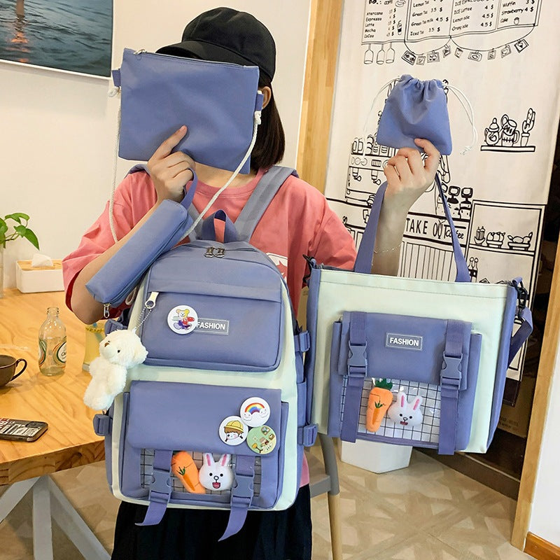 【with toys】5Pcs/set Backpacks & Bookbags School bags Women's Bags Handbags Shoulder bag Messenger bag Pencil bag Coin Pocket