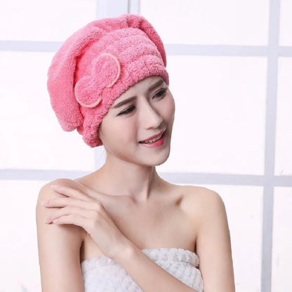 Shower Cap Women Hair Cap Microfibre Quick Hair Drying Bath Spa Bowknot Cap Wrap Towel Hat For Bath Bathroom Accessories
