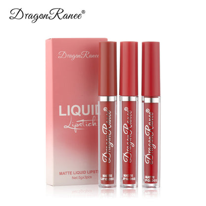 3Pcs Liquid Lipstick Set Matte Velvet Lip Gloss Bean Paste Lip Glaze Moisturize Long Lasting Lip Tint Makeup Cosmetic Kit